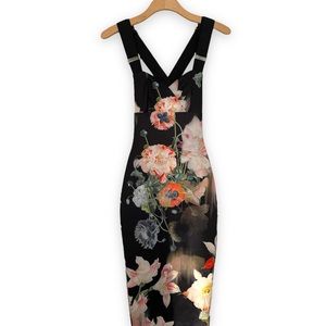 Ted Baker London, Black Floral Cocktail Dress, Size 0